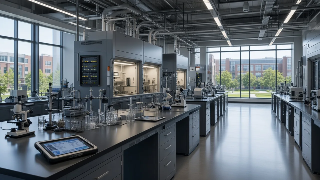 University STEM laboratory with instruments and campus-network infrastructure